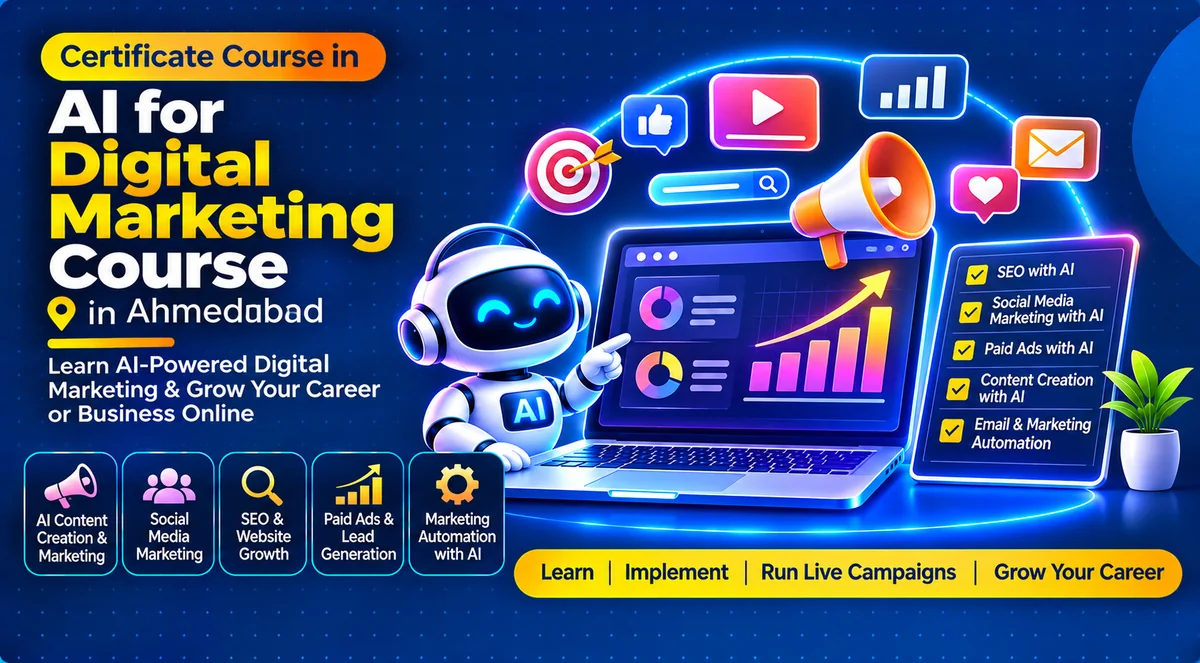 Illustration for AI for Digital Marketing Course in Ahmedabad
