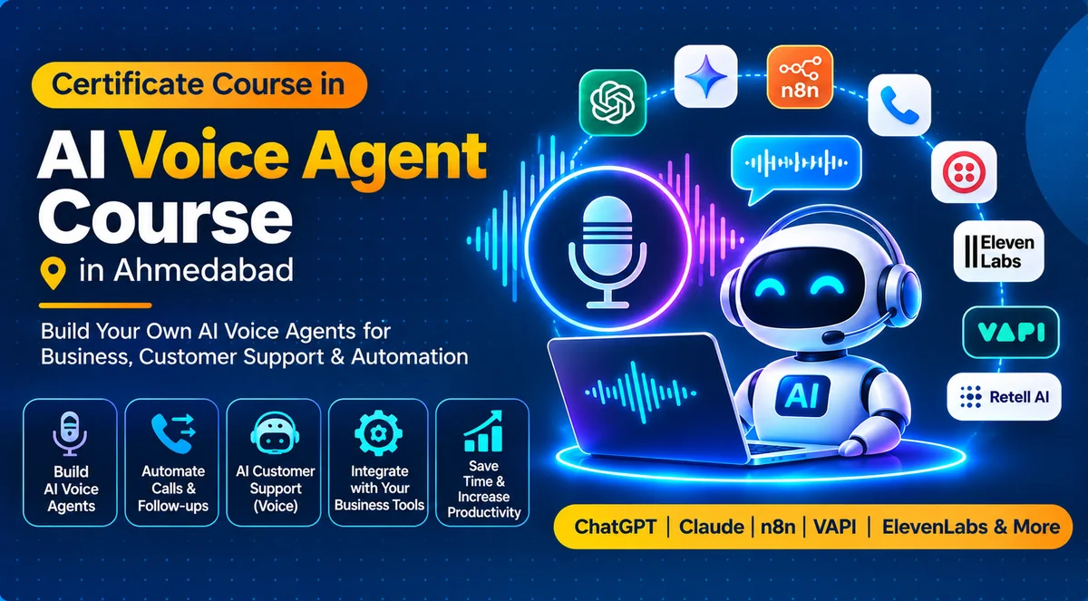 Illustration for AI Voice Agent Course in Ahmedabad